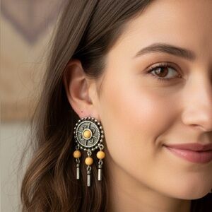 VINTAGE Large Southwestern Style Dangle Earrings